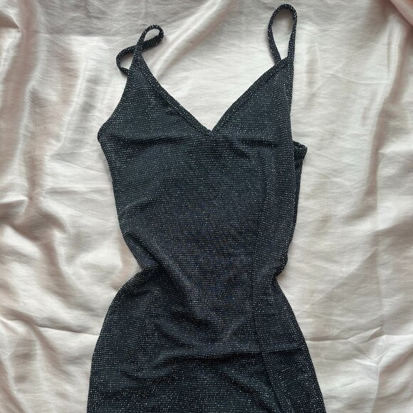 PrettyLittleThing Black Sparkle Mini Dress - Size S - Picture 1 of 5